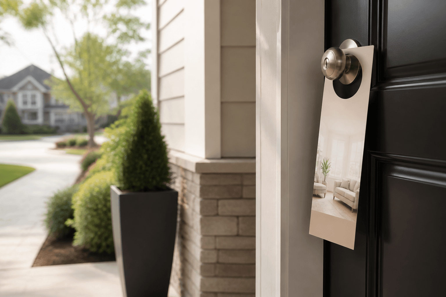Custom real estate door hanger design